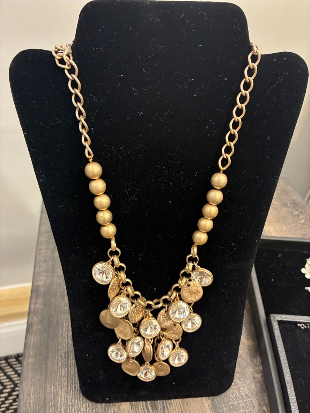 Premier Designs Gold-Tone Crystal Charm Bib Necklace